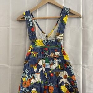 70s Rare Vintage Liberty Hee Haw Cotton Denim Bib Overalls 32x34* Chickens Jeans